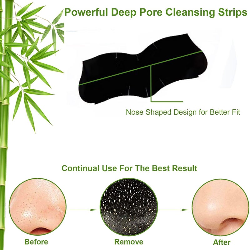 Yecuce ELAIMEI Pore Strips, 80 Pcs, Natural Charcoal Blackhead Remover Strips for All Skin Types, Pore Deep Cleansing & Minimizing Nose Strips, Instant Unclogging - Image 3